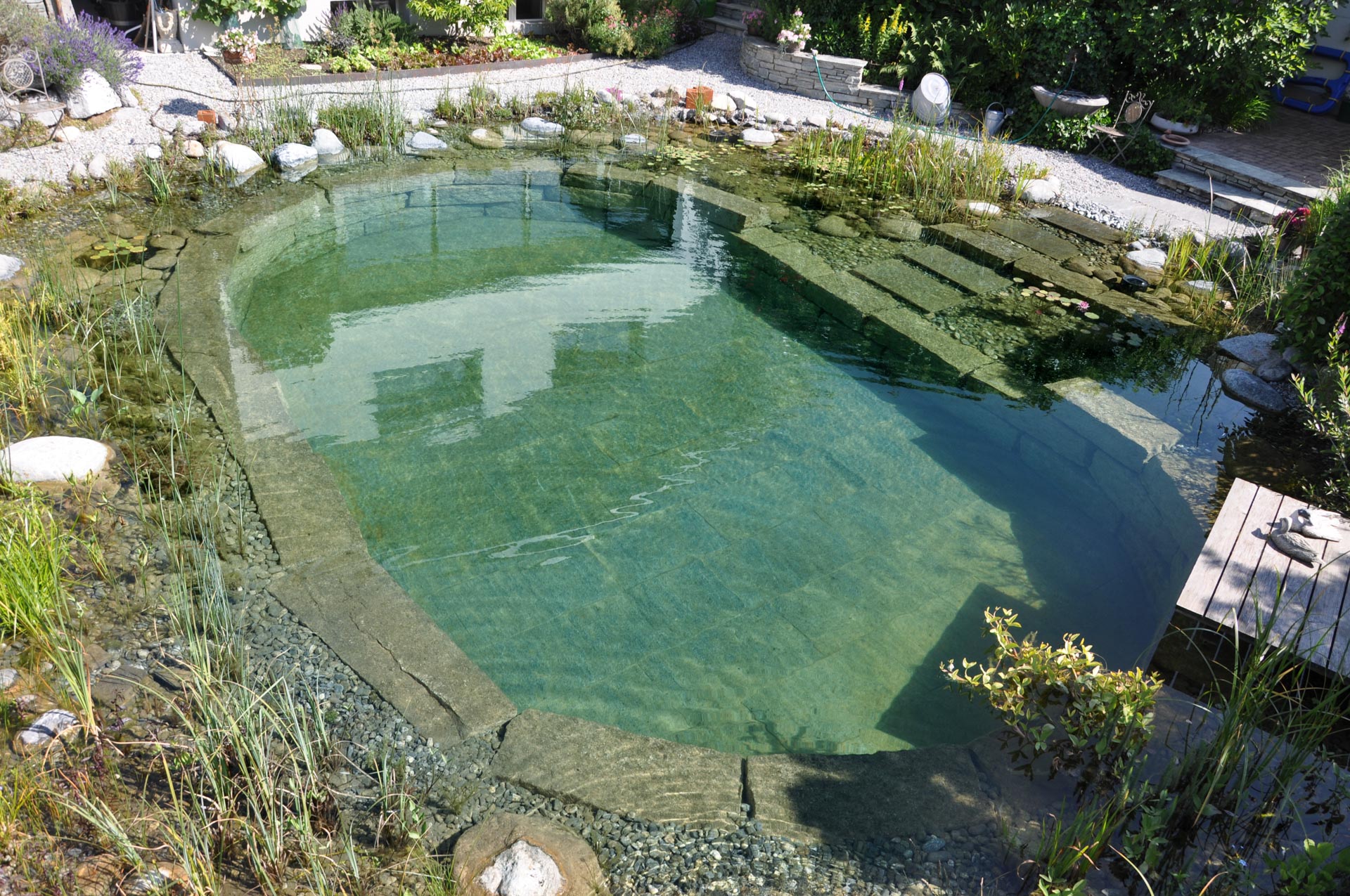 Kleiner Schwimmteich zum Baden im Garten Knechtgarten